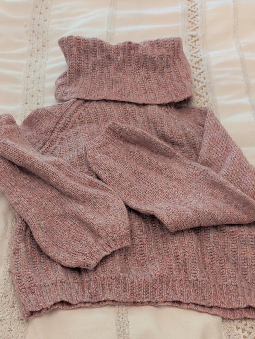 Only Dusty Rose Fold-Over Turtleneck Sweater